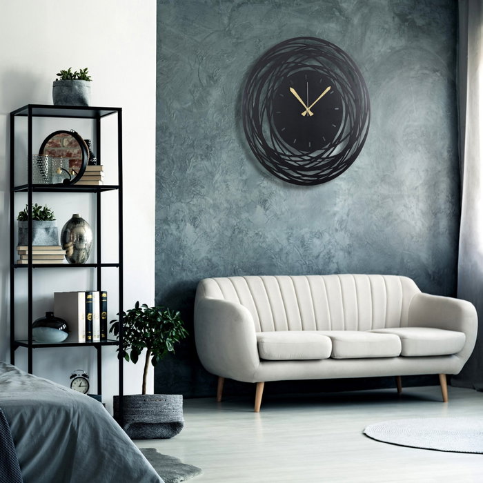 Wallity Reloj de Pared Decorativo de Metal Negro 50x50 cm
